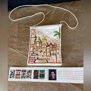 Embroidered Cityscape Crossbody Bag